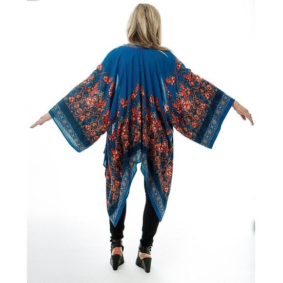 Flying Tomato Blue Floral Kimono Cardigan - Picture 6 of 7